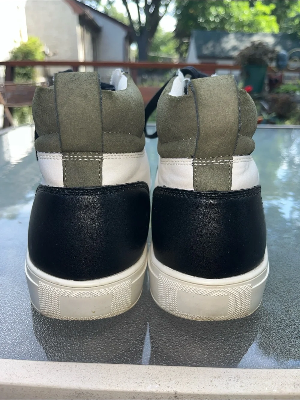 Abound Men's Mr. Jared High-Top Sneakers in Black, White & Olive Suede 13M